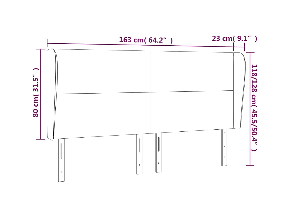 Tête de Lit | Panneau de tête pour lit Moderne avec oreilles Cappuccino 163x23x118/128 cm