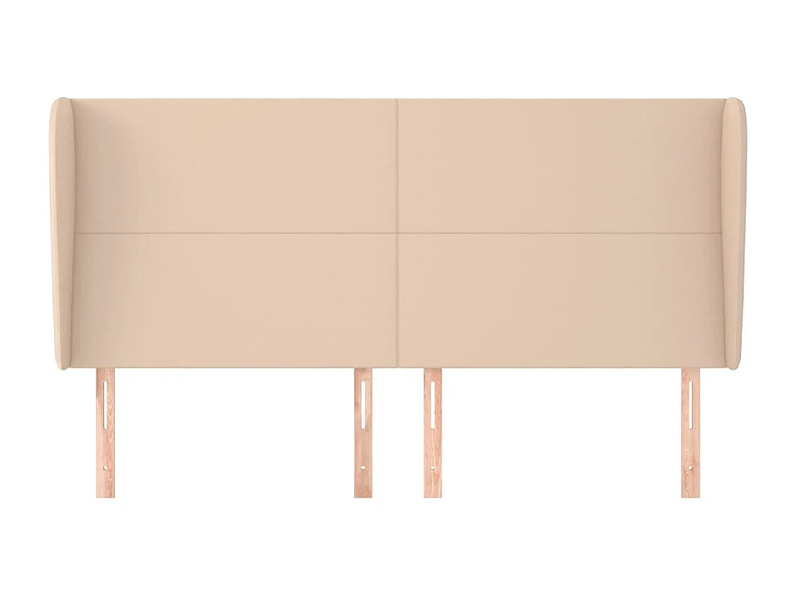 Cabecero | Cabezal de Cama | Mueble cabecero con orejas cuero sintético capuchino 163x23x118/128 cm