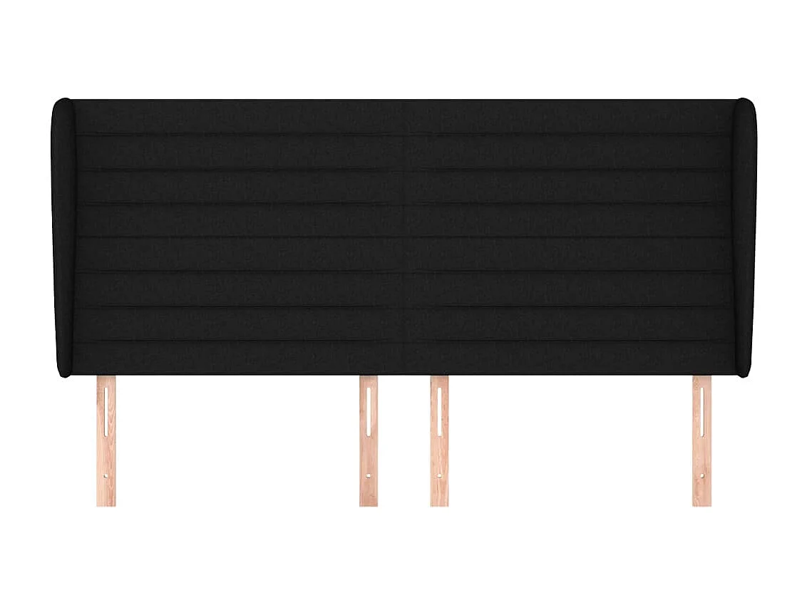 Tête de Lit | Panneau de tête pour lit Moderne avec oreilles Noir 183x23x118/128 cm Tissu