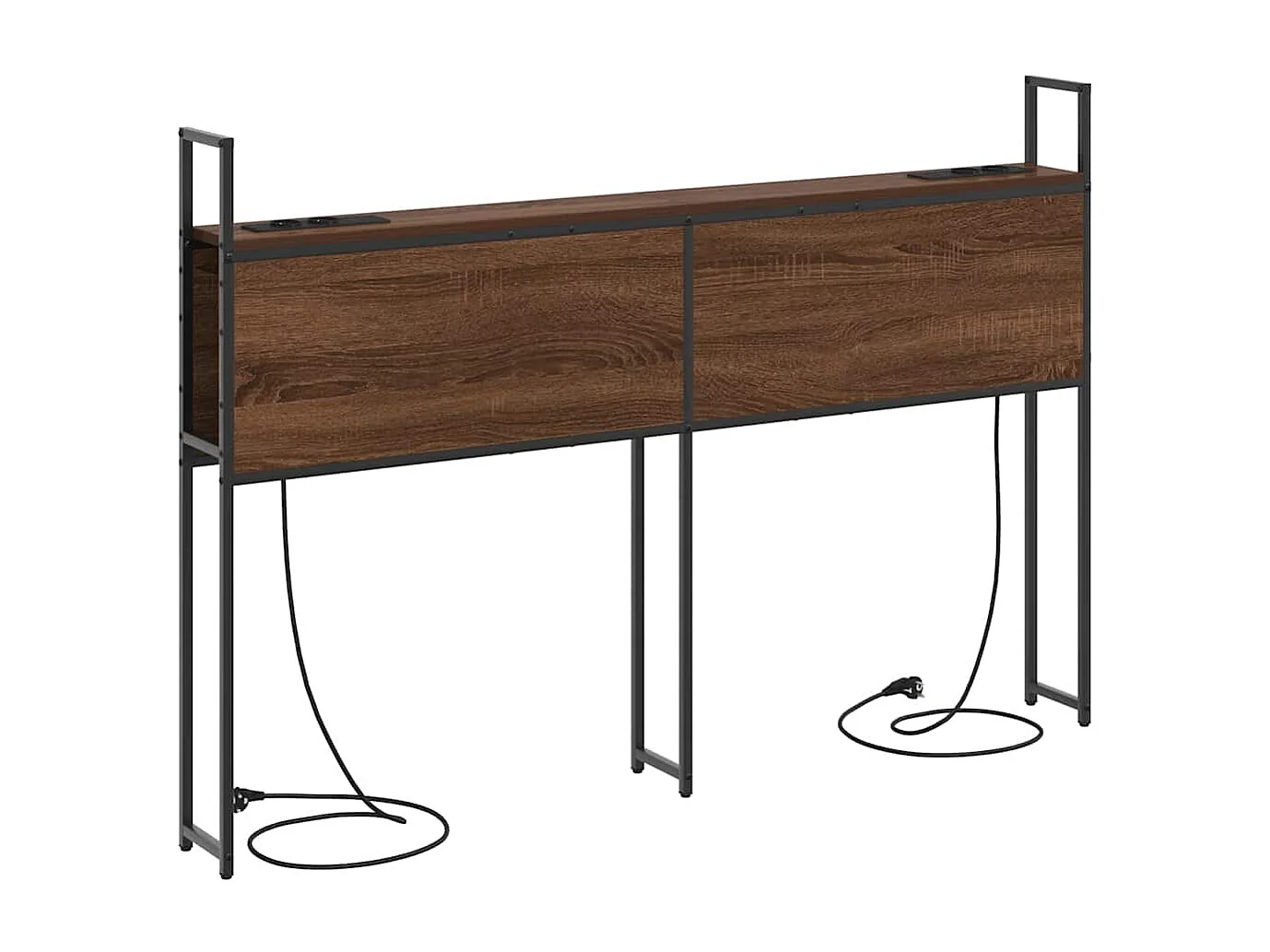 Mueble cabecero | Cabezal de cama | Cabecero de Almacenamiento con Estación de Carga Marrón roble