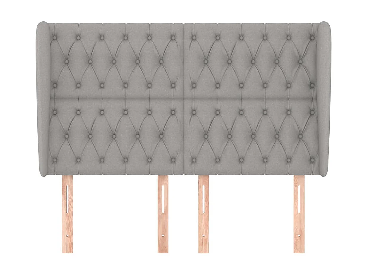 Tête de Lit | Panneau de tête pour lit Moderne avec oreilles Gris clair 147x23x118/128 cm Tissu