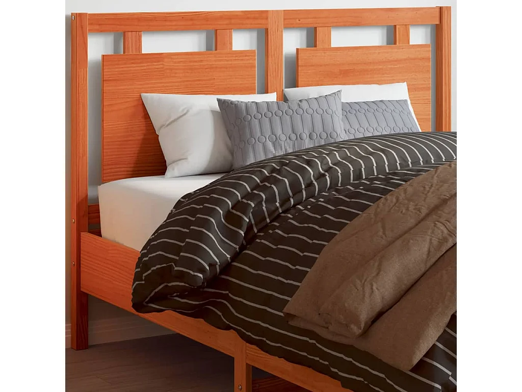 Tête de Lit | Panneau de tête pour lit Moderne cire marron 135 cm bois massif de pin