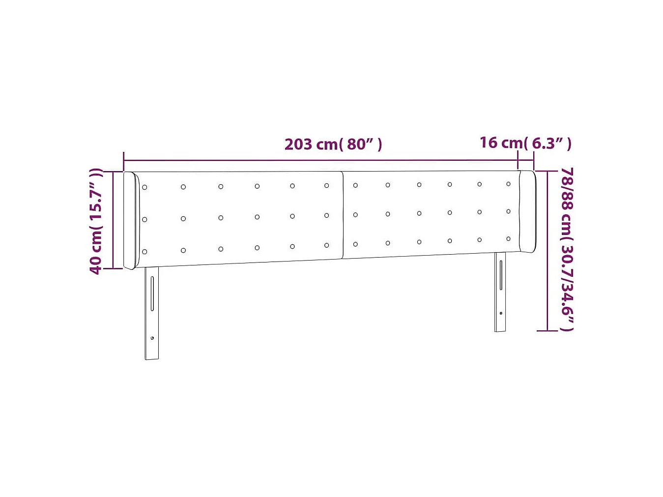 Mueble cabecero | Cabezal de cama | Cabecero con LED de tela gris claro 203x16x78/88 cm