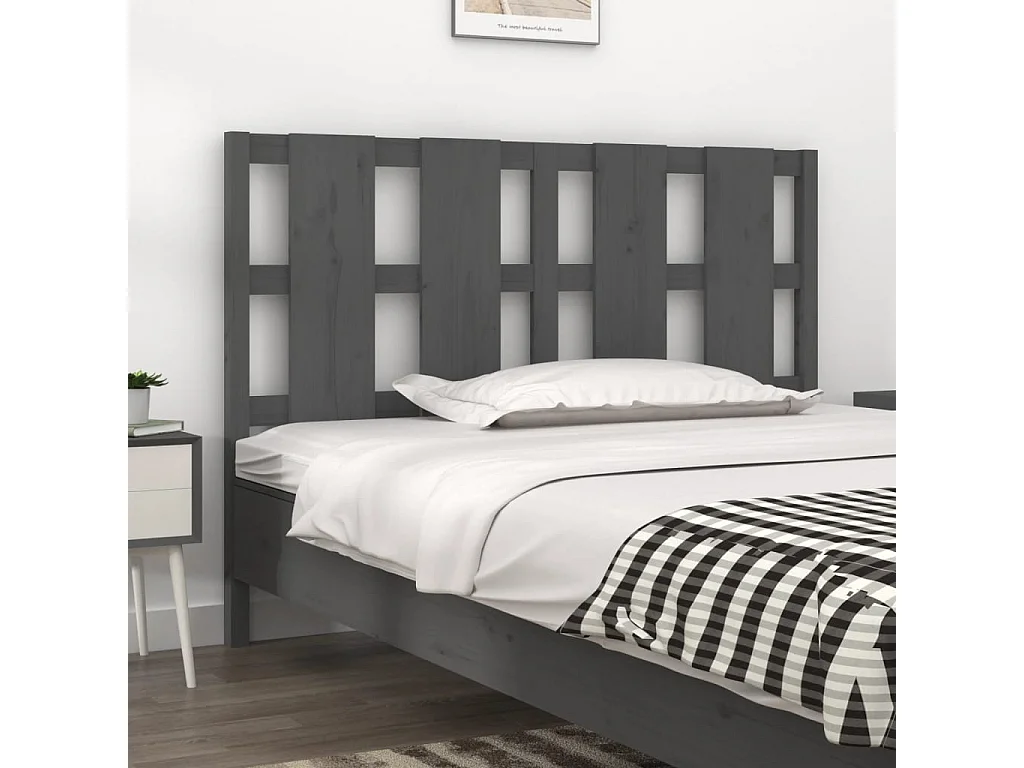 Tête de Lit | Panneau de tête pour lit Moderne Gris 145,5x4x100 cm Bois massif de pin