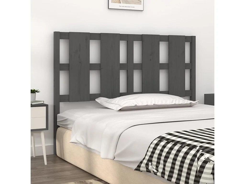 Tête de Lit | Panneau de tête pour lit Moderne Gris 145,5x4x100 cm Bois massif de pin