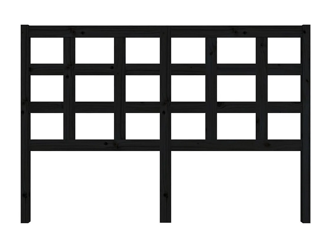 Tête de Lit | Panneau de tête pour lit Moderne Noir 145,5x4x100 cm Bois massif de pin