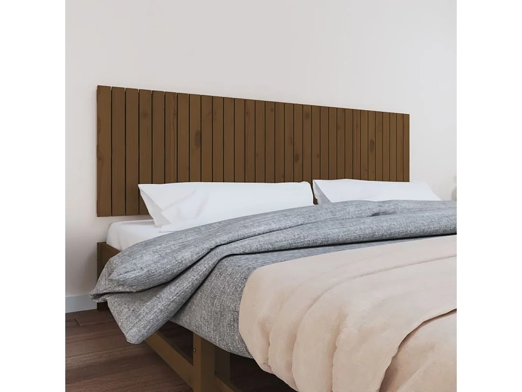 Tête de lit murale | Panneau de tête pour lit Moderne  Marron miel 204x3x60 cm Bois massif de pin
