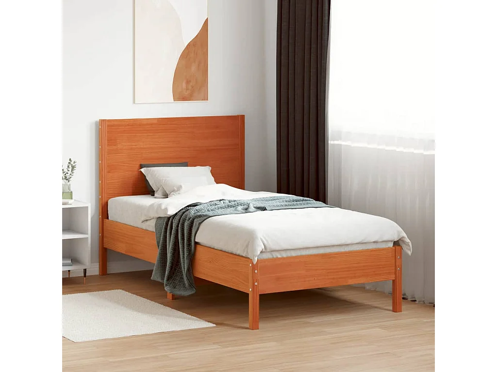 Tête de Lit | Panneau de tête pour lit Moderne cire marron 100 cm bois massif de pin
