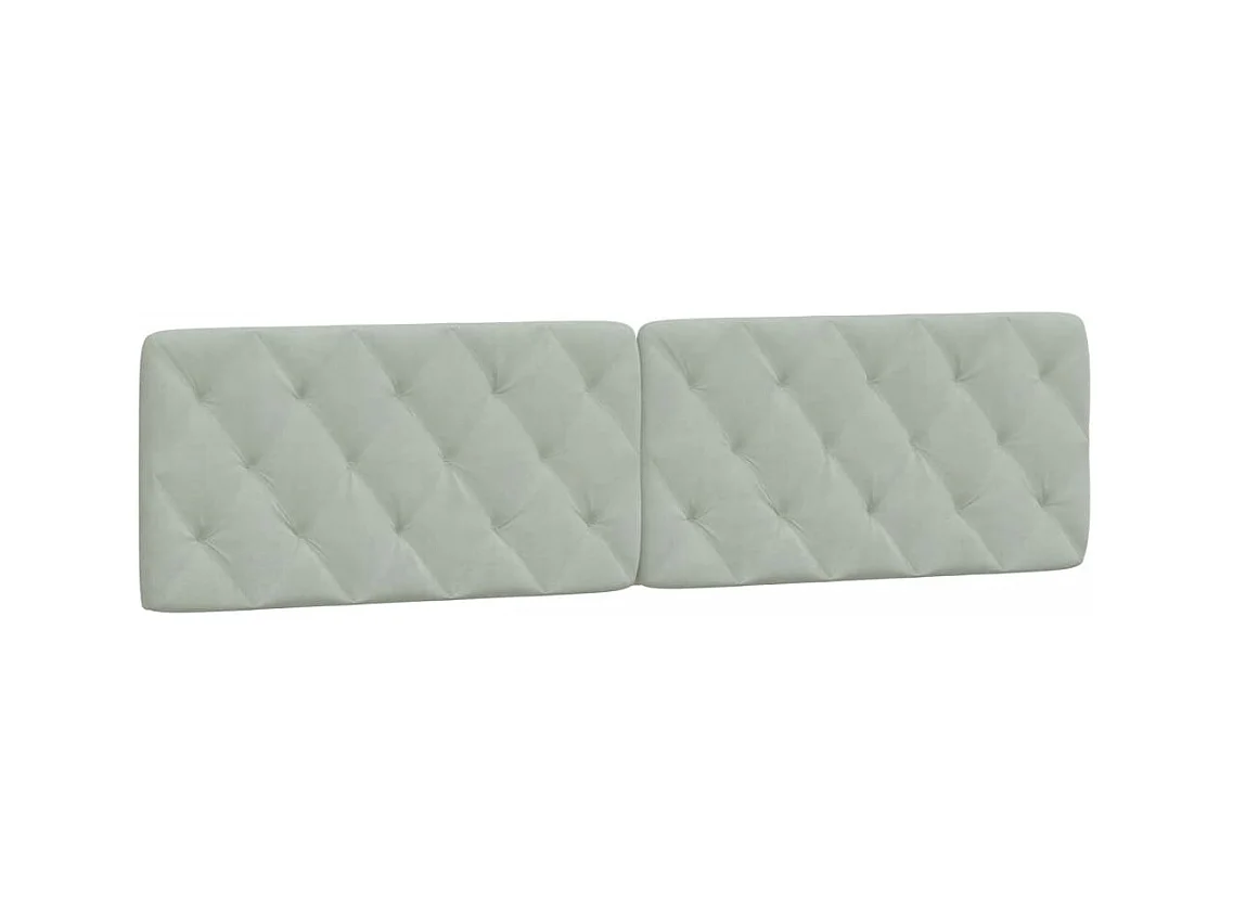 Tête de lit | Coussin de tête de lit | Tête de lit décoratif gris clair 200 cm velours