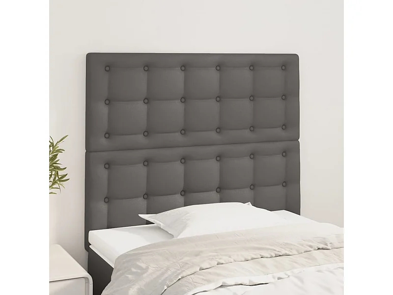 Têtes de lit | Panneaux de tête pour lit Moderne 2 pcs Gris 100x5x78/88 cm Similicuir