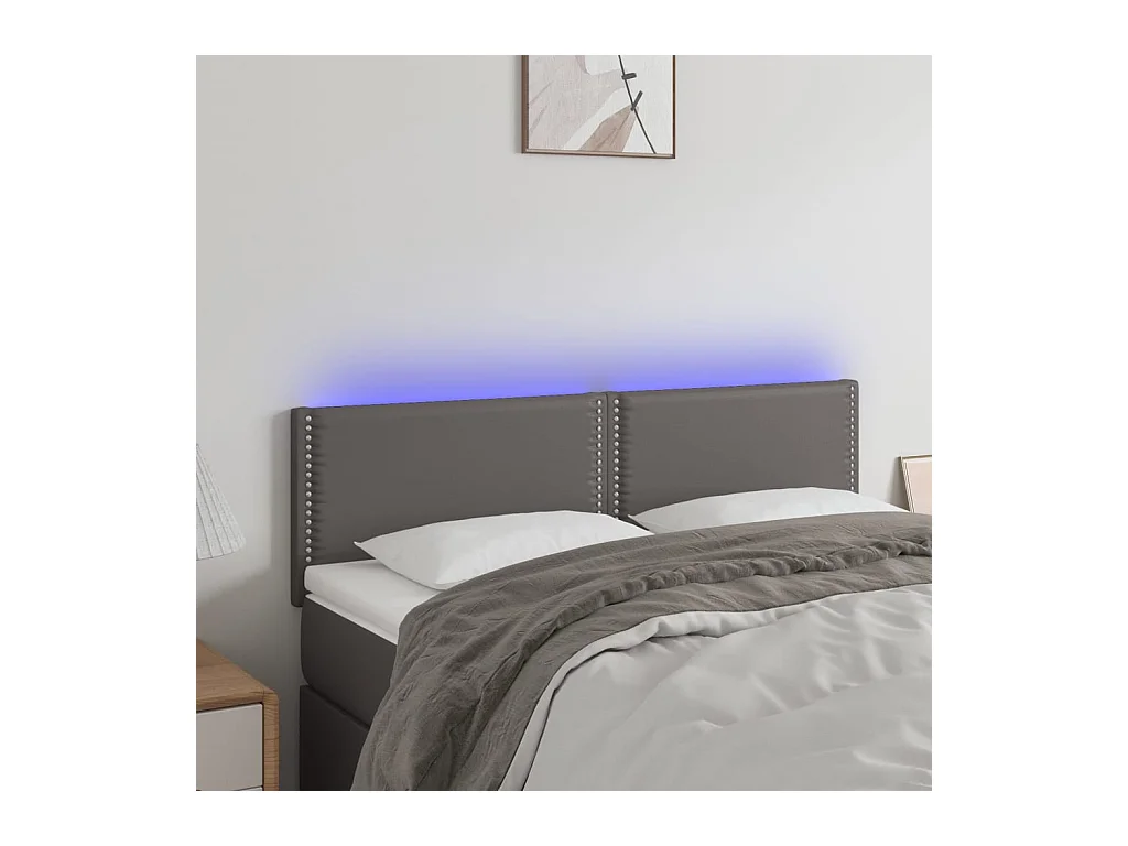 Cabecero | Cabezal de Cama | Mueble cabecero con LED cuero sintético negro 144x5x78/88 cm
