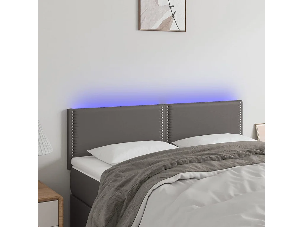 Hoofdbord | Hoofdeinde LED 144x5x78/88 cm kunstleer grijs