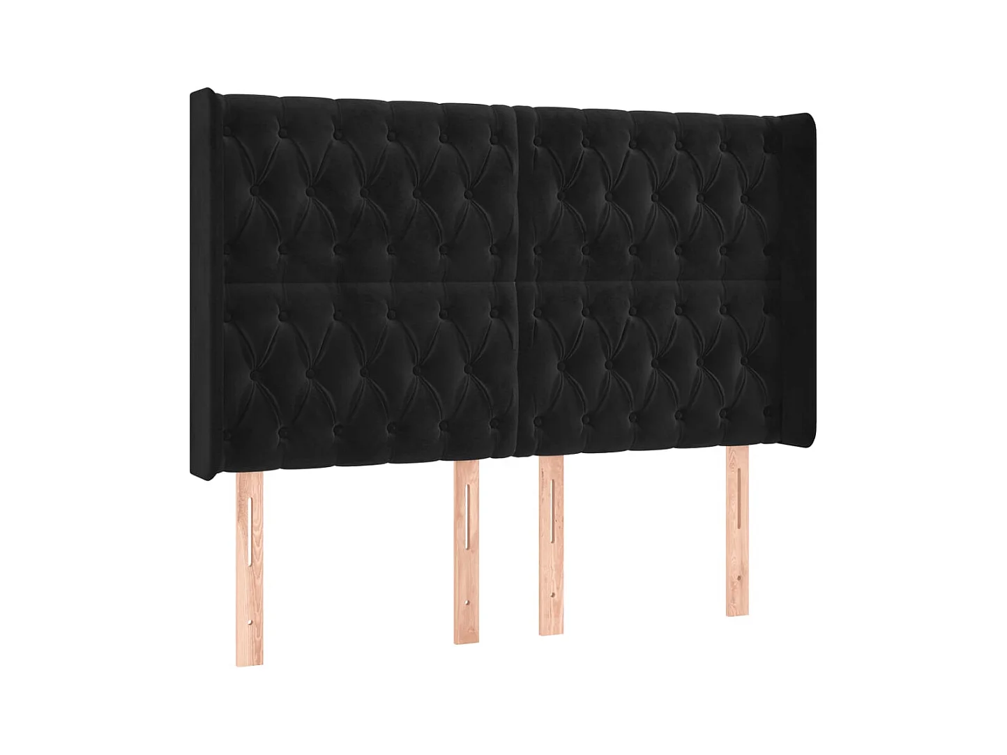 Tête de Lit | Panneau de tête pour lit Moderne avec oreilles Noir 147x16x118/128 cm Velours