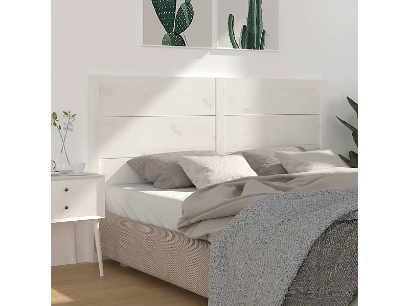 Mueble cabecero | Cabecero | Cabezal de cama madera maciza de pino blanco 206x4x100 cm