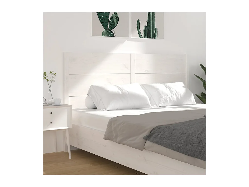 Mueble cabecero | Cabecero | Cabezal de cama madera maciza de pino blanco 206x4x100 cm