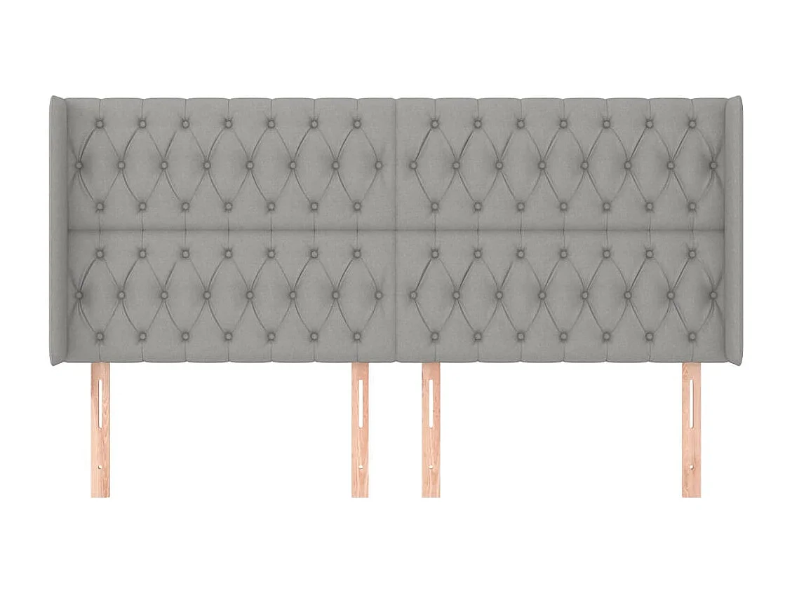 Cabecero | Cabezal de Cama | Mueble cabecero con orejas de tela gris claro 203x16x118/128 cm