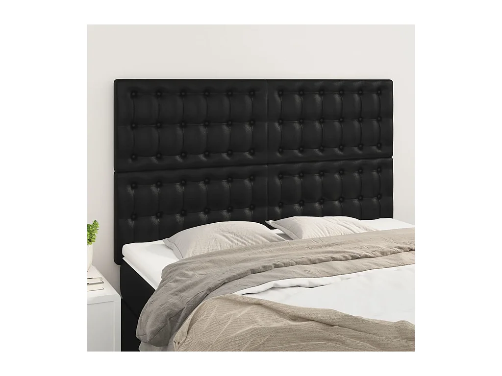 Têtes de lit | Panneaux de tête pour lit Moderne 4 pcs Noir 72x5x78/88 cm Similicuir