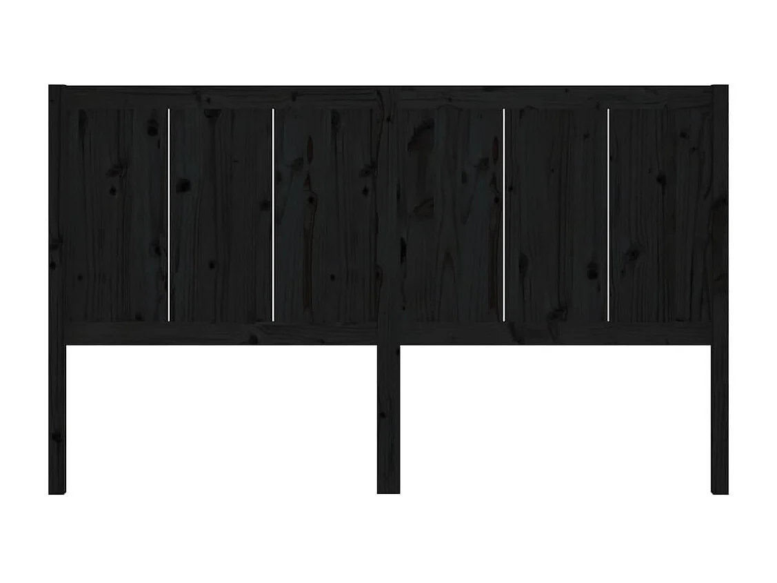 Tête de Lit | Panneau de tête pour lit Moderne Noir 205,5x4x100 cm Bois massif de pin