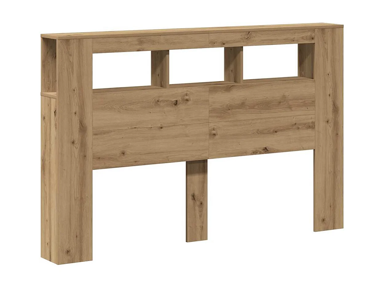 Mueble cabecero | Cabecero | Cabezal de cama LED madera ingeniería roble artisan 160x18,5x103,5 cm