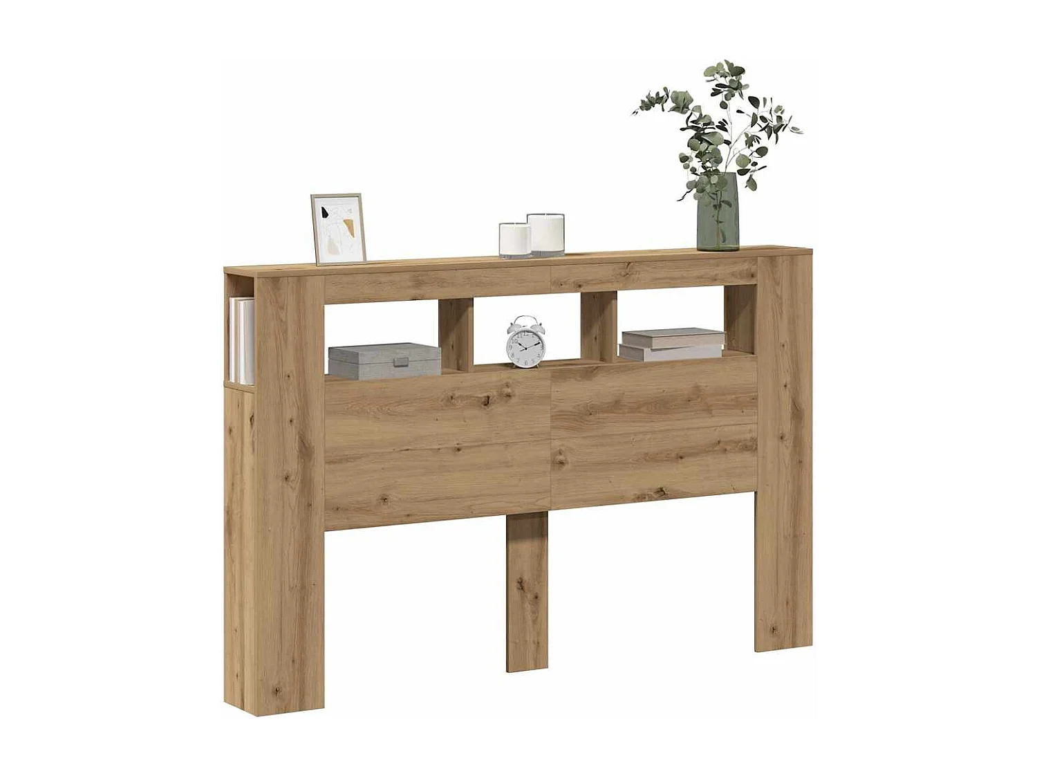 Mueble cabecero | Cabecero | Cabezal de cama LED madera ingeniería roble artisan 160x18,5x103,5 cm