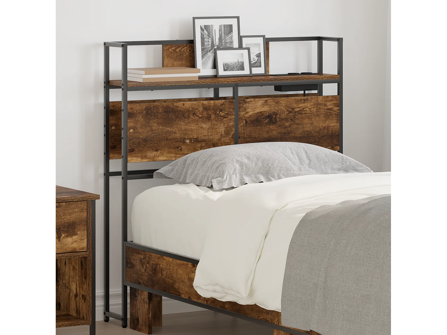 Tête de Lit de rangement | Panneau de tête pour lit Chêne fumé 80 cm Bois d'ingénierie