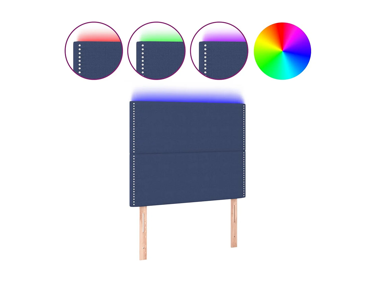 Hoofdbord | Hoofdeinde LED 100x5x118/128 cm stof blauw