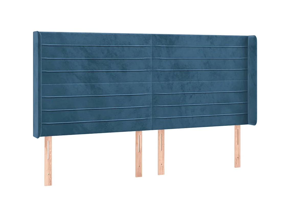 Cabecero | Cabezal de Cama | Mueble cabecero con LED de terciopelo azul oscuro 183x16x118/128 cm