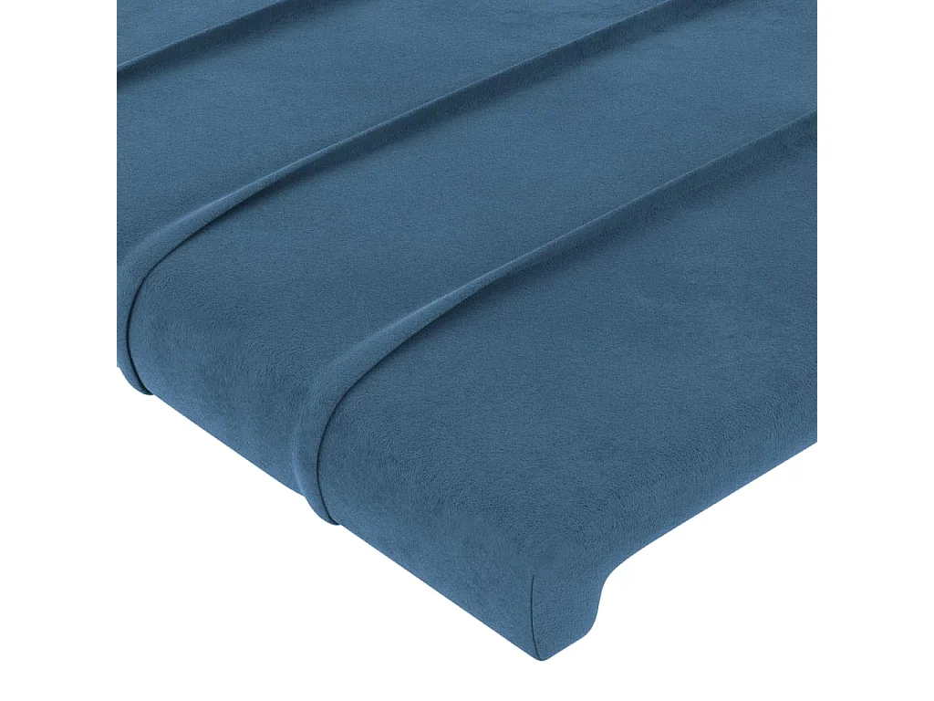 Tête de Lit | Panneau de tête pour lit Moderne à LED Bleu foncé 183x16x118/128 cm Velours