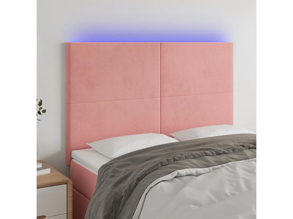 Hoofdbord | Hoofdeinde LED 144x5x118/128 cm fluweel zwart
