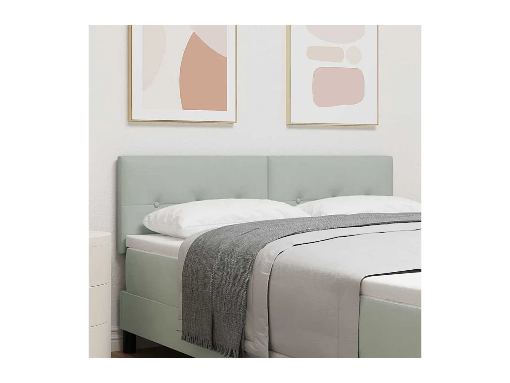 Tête de lit Montage mural | Panneau de tête pour lit Moderne  Gris clair 160 cm Velours