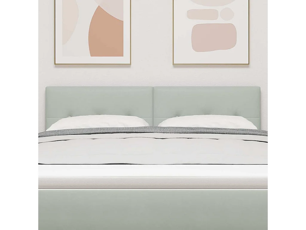 Tête de lit Montage mural | Panneau de tête pour lit Moderne  Gris clair 160 cm Velours