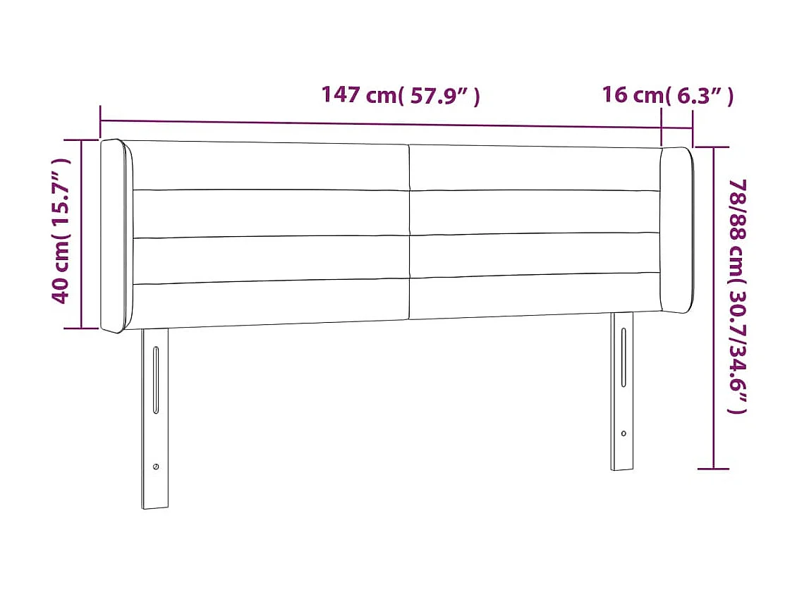 Tête de Lit | Panneau de tête pour lit Moderne à LED Gris foncé 147x16x78/88 cm Velours