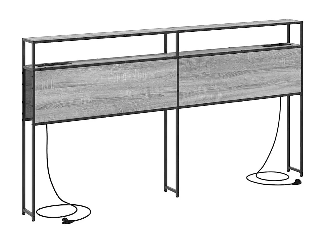 Mueble cabecero con almacenamiento | Cabecera de almacenamiento con estante Gris sonoma 200 cm