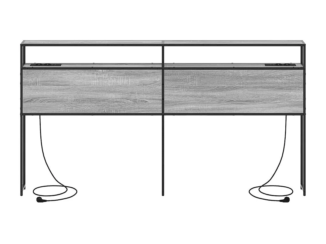 Mueble cabecero con almacenamiento | Cabecera de almacenamiento con estante Gris sonoma 200 cm