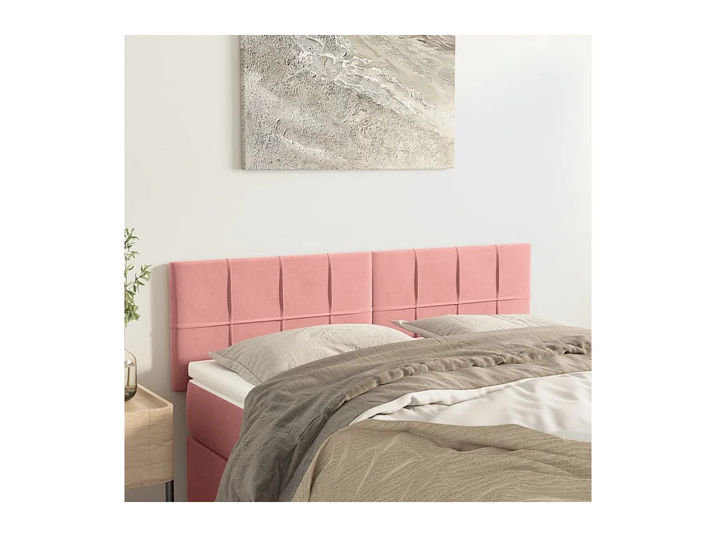 Cabeceros | Cabezal de cama | Mueble de cabecero 2 unidades terciopelo rosa 72x5x78/88 cm