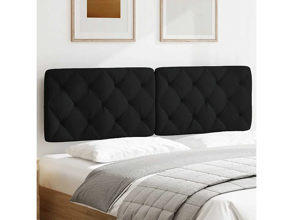 Cabecero de Cama | Cabezal de cama | Mueble de cabecero acolchado tela negro 160 cm