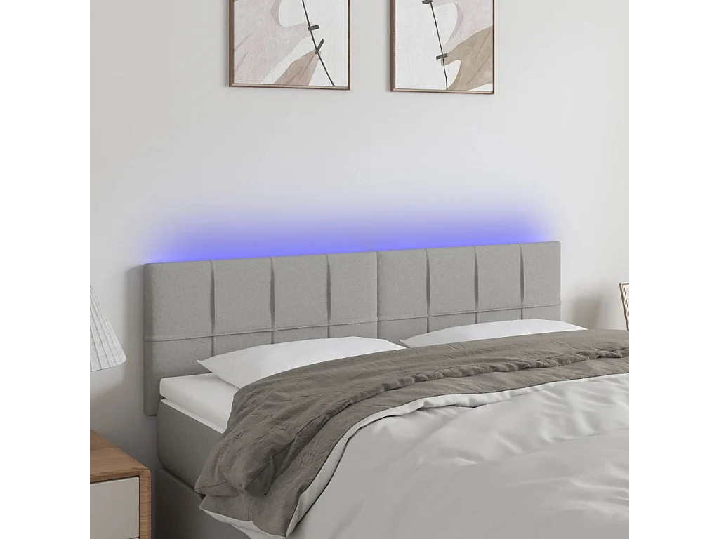 Hoofdbord | Hoofdeinde LED 144x5x78/88 cm stof lichtgrijs