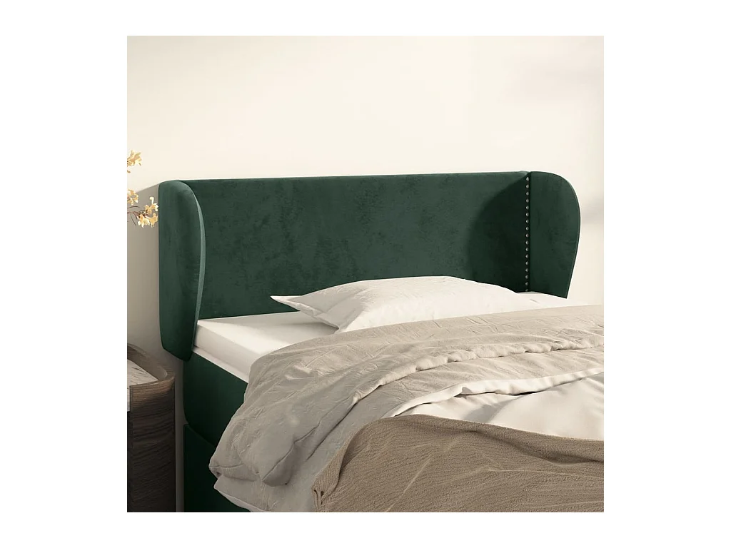 Mueble cabecero | Cabezal de cama | Cabecero de terciopelo verde oscuro 83x23x78/88 cm