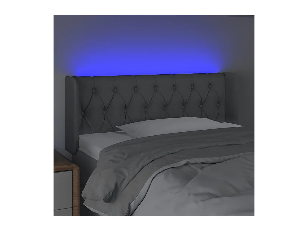 Mueble cabecero | Cabezal de cama | Cabecero con LED de tela gris claro 103x16x78/88 cm