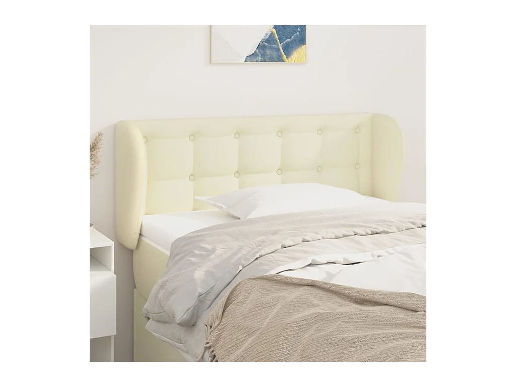 Mueble cabecero | Cabezal de cama | Cabecero de cuero sintético color crema 93x23x78/88 cm