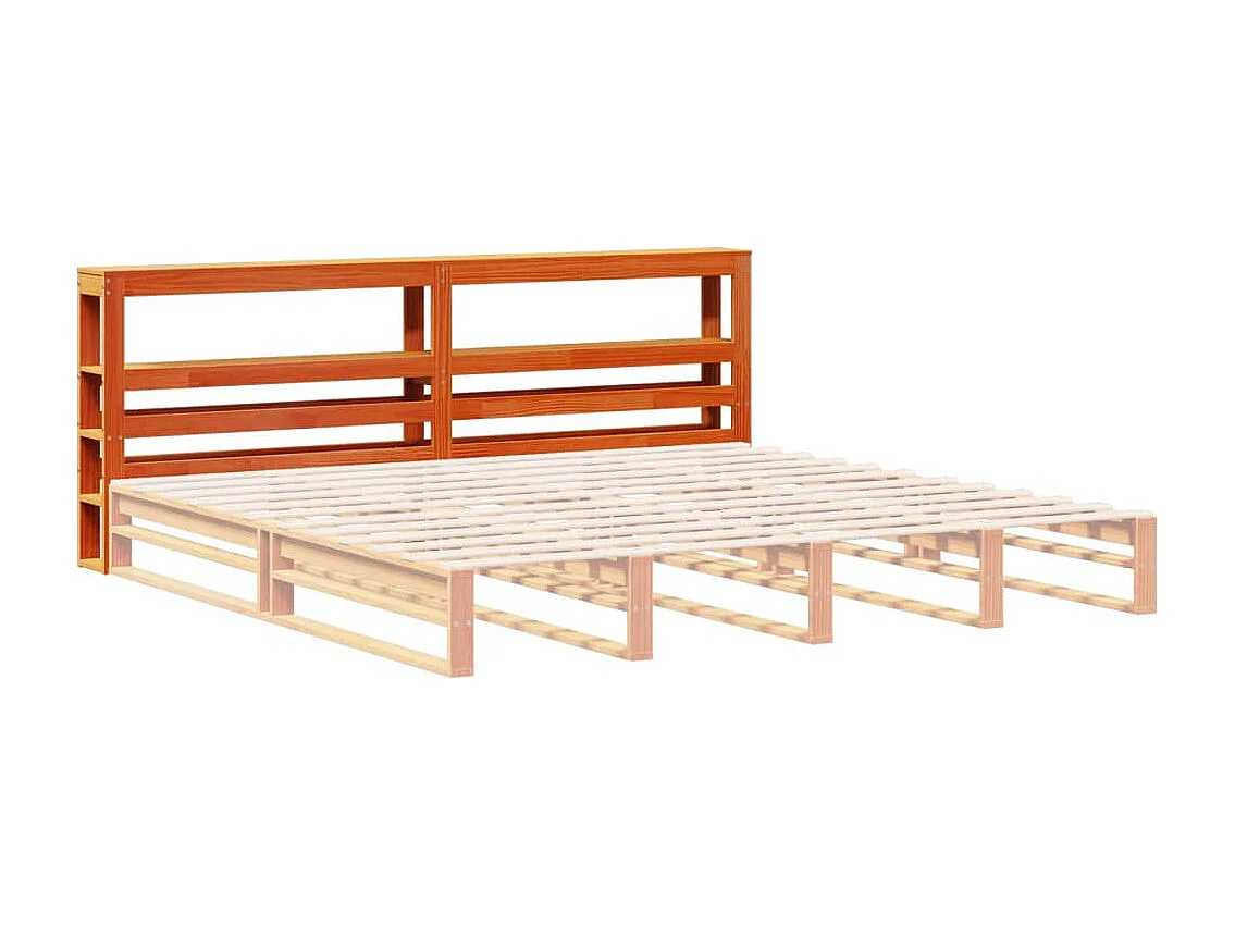 Cabecero de Cama | Cabezal de cama | Mueble de cabecero con estantes madera maciza pino marrón 180 cm