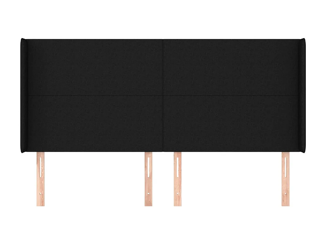 Tête de Lit | Panneau de tête pour lit Moderne avec oreilles Noir 203x16x118/128 cm Tissu