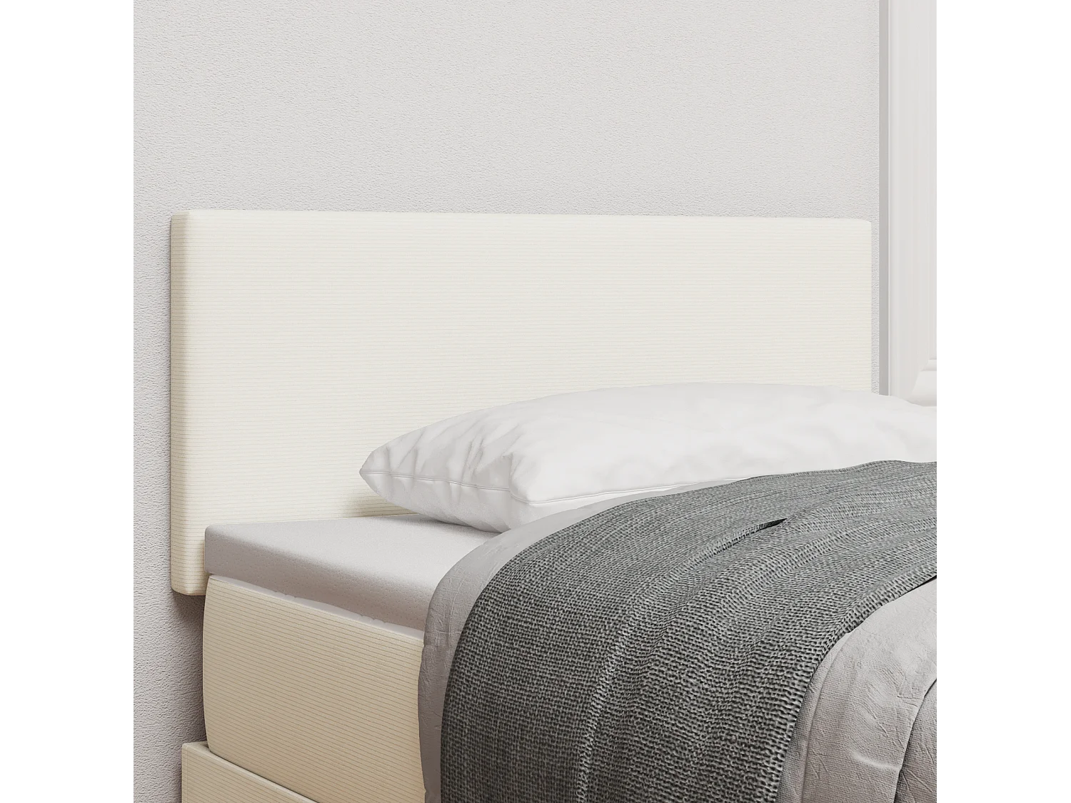 Tête de Lit | Panneau de tête pour lit Moderne avec Tête de Lit | Panneau de tête pour lit Moderne Crème 100 cm Tissu côtelé