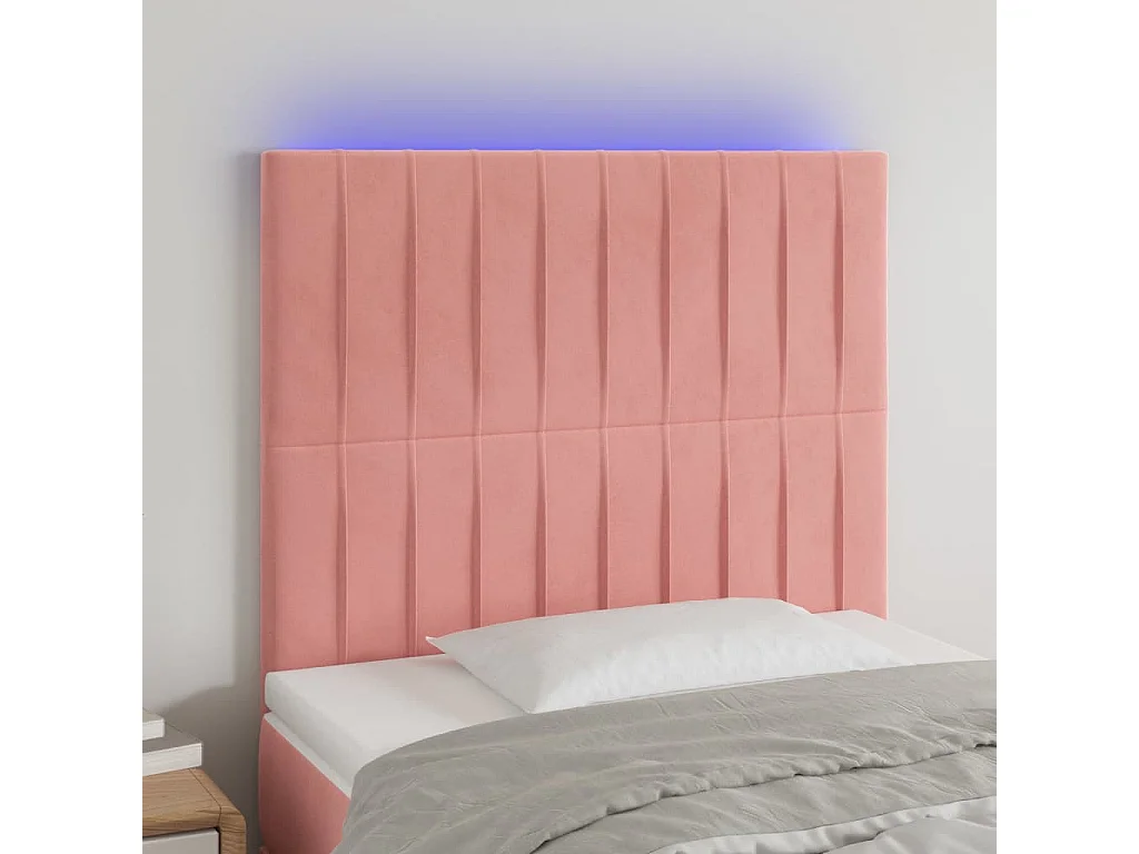 Hoofdbord | Hoofdeinde LED 80x5x118/128 cm fluweel roze