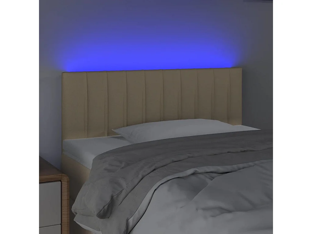 Tête de Lit | Panneau de tête pour lit Moderne à LED Crème 80x5x78/88 cm Tissu