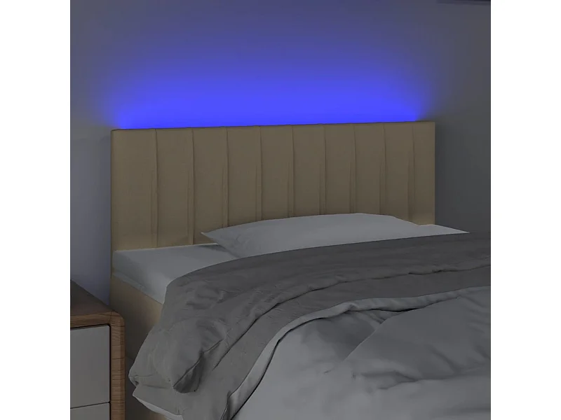 Tête de Lit | Panneau de tête pour lit Moderne à LED Crème 80x5x78/88 cm Tissu