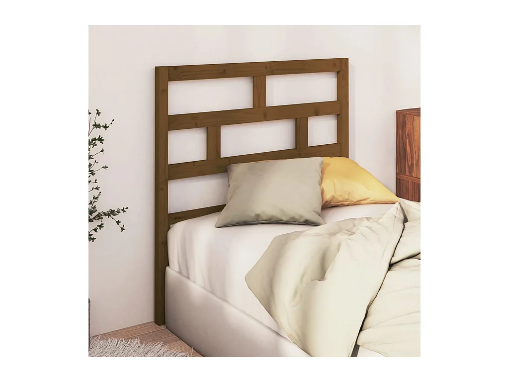 Cabecero de Cama | Cabezal de cama | Mueble de cabecero madera maciza de pino marrón miel 106x4x100 cm