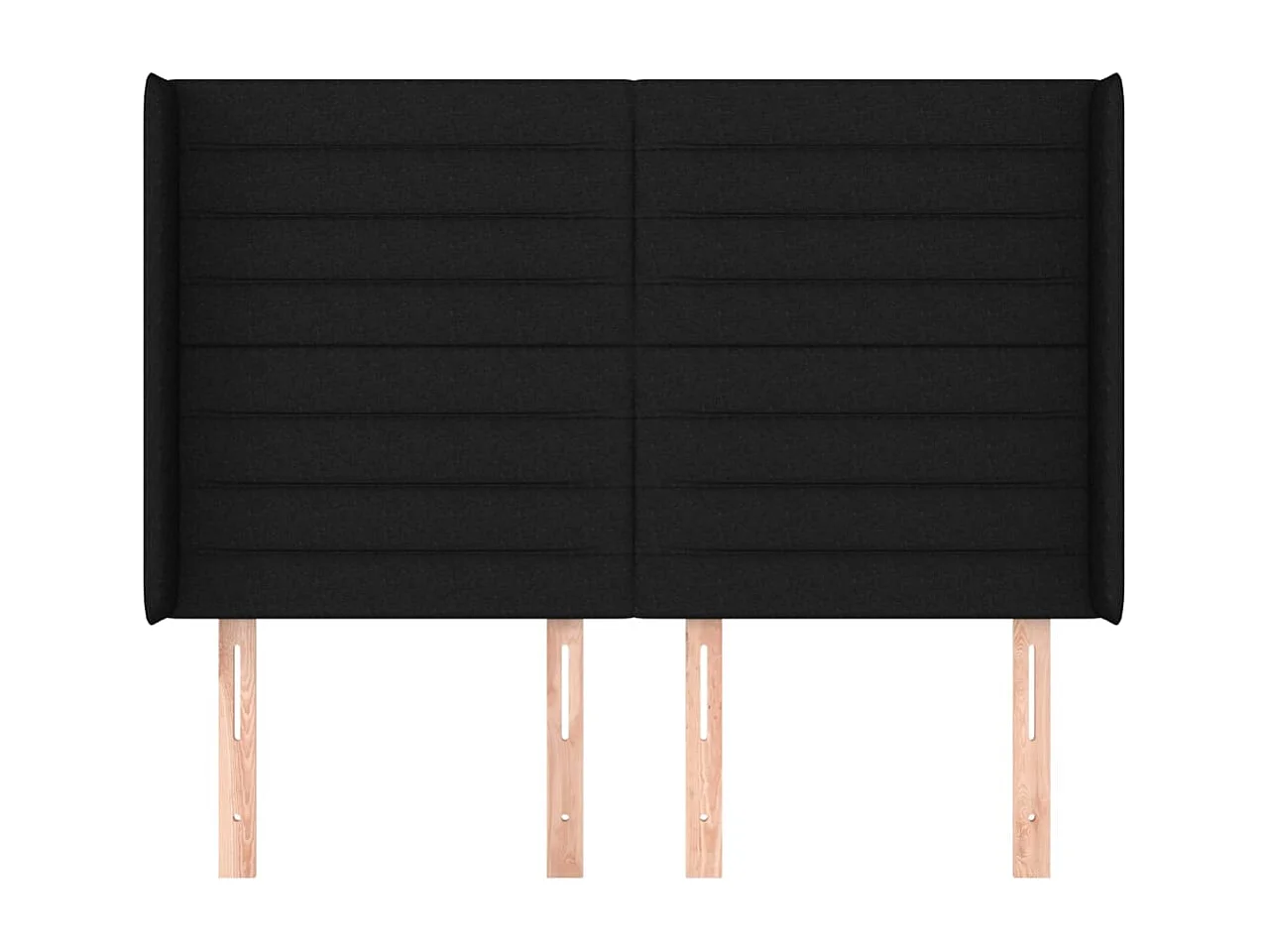 Tête de Lit | Panneau de tête pour lit Moderne avec oreilles Noir 147x16x118/128 cm Tissu