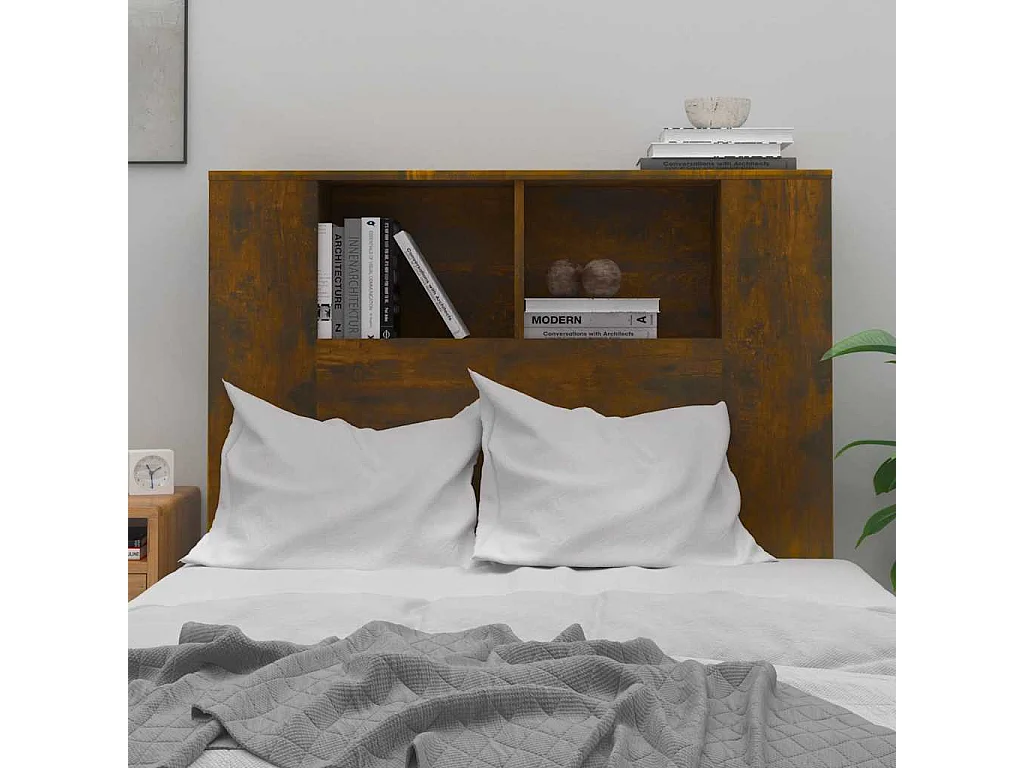 Cabecero de Cama | Cabezal de Cama | Mueble cabecero roble ahumado 100x18,5x102,5 cm