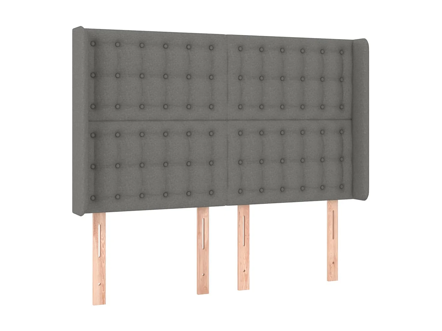 Tête de Lit | Panneau de tête pour lit Moderne à LED Gris foncé 147x16x118/128 cm Tissu